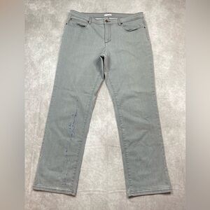 Eileen Fisher Jeans Womens 16 Gray Denim Straight Leg Organic Cotton Distressed
